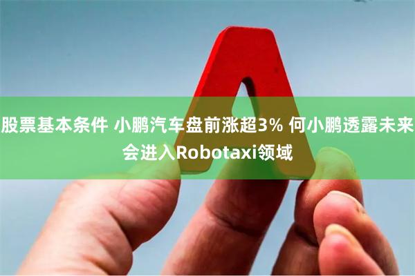 股票基本条件 小鹏汽车盘前涨超3% 何小鹏透露未来会进入Robotaxi领域